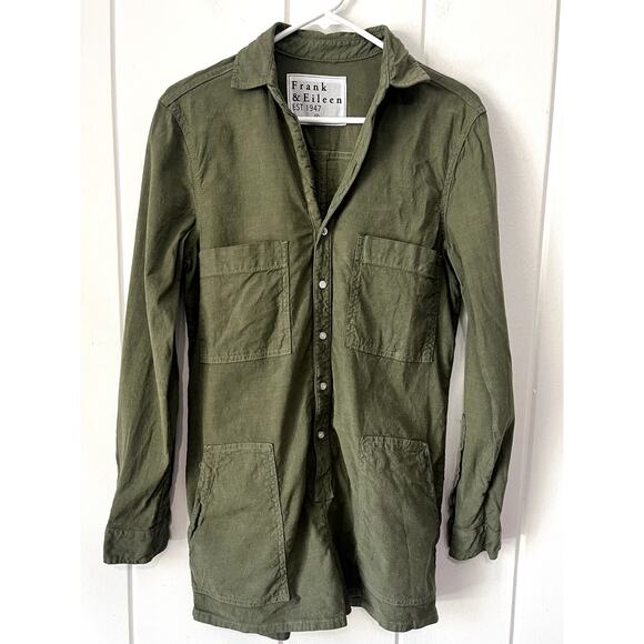 Frank and Eileen Romper Ireland Long Sleeve Playsuit Sage Green Linen Size S - Picture 2 of 7